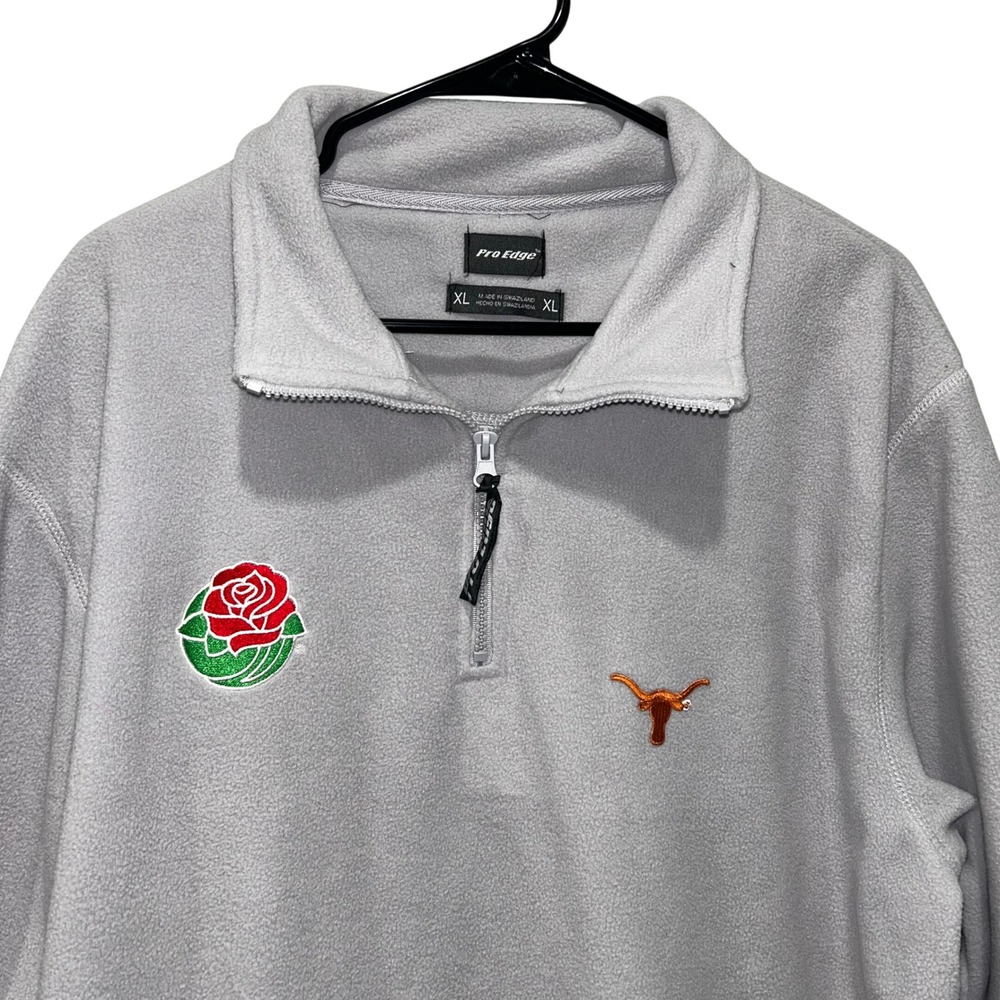 Pro Edge Texas Longhorns Rose Bowl Fleece Pullover Mens XL Gray Quarter Zip - Picture 2 of 5